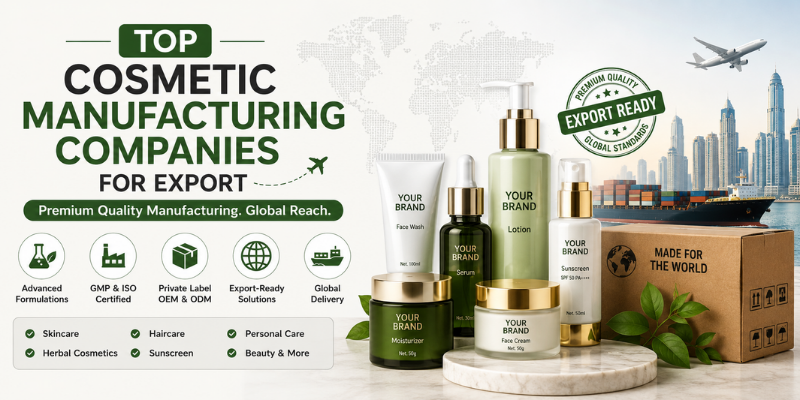 Cosmetic manufacturing companies for export offering private label skincare, haircare, personal care, OEM and ODM solutions
